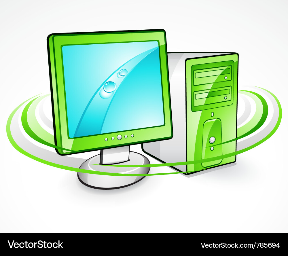 Computer with Monitor and Speed Swoosh Vector Image