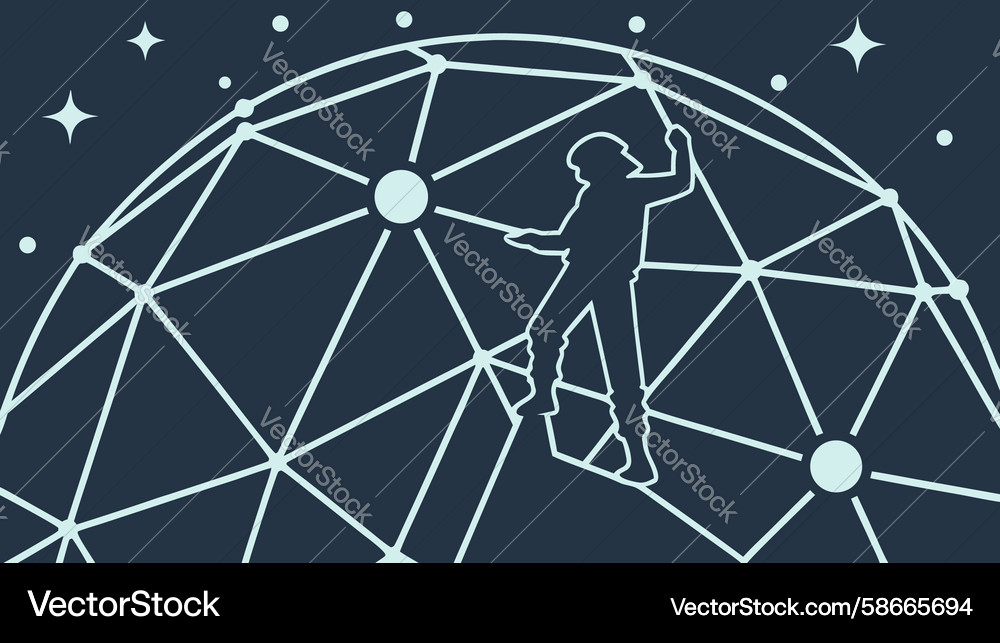 Digital sphere with connected nodes Vector Image