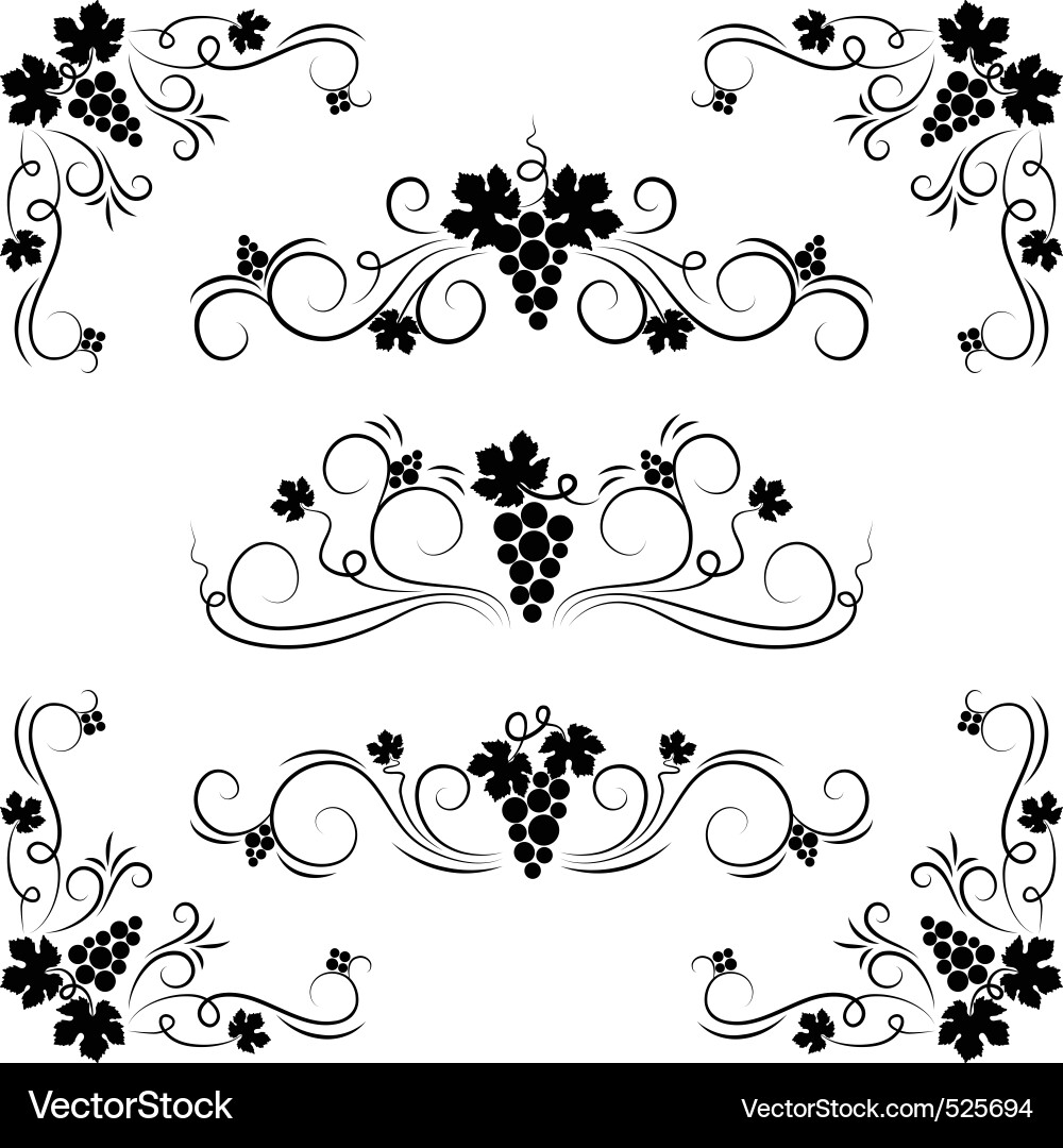 Grape Swirl Elements vector image
