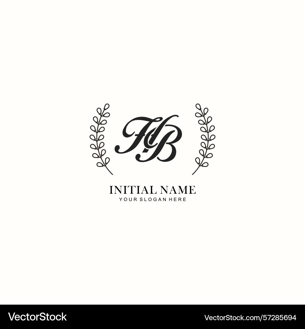 Hb initial logo templates with botanical elements Vector Image