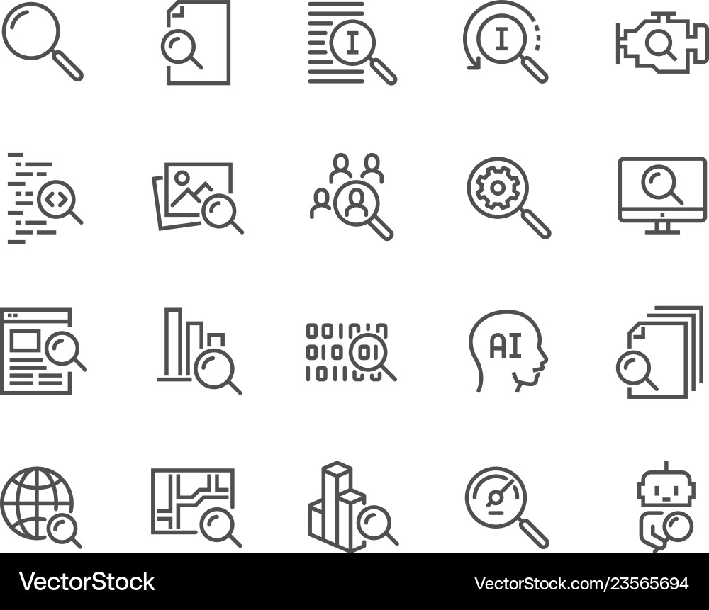Line Search Icons - AI & Data vector image