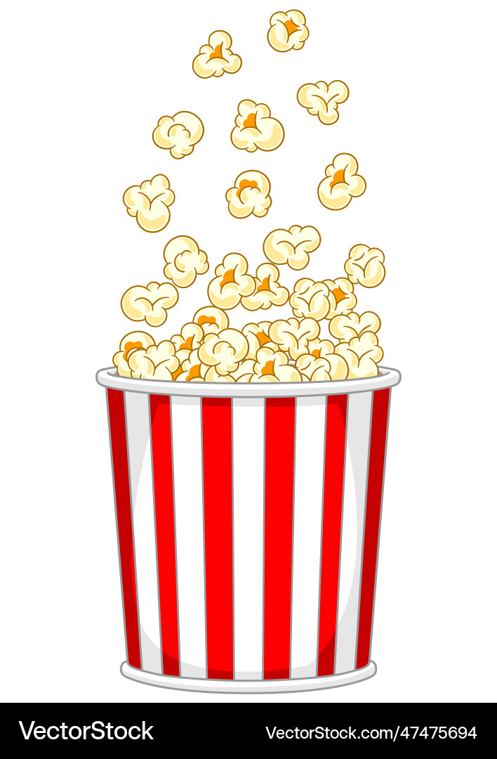 Popcorn in paper striped bucket vector image