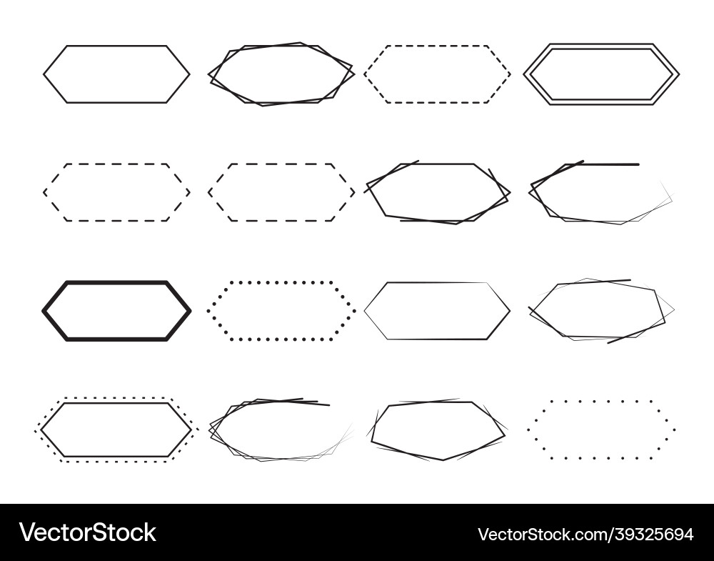 Set of hexagon border background geometric frames vector image