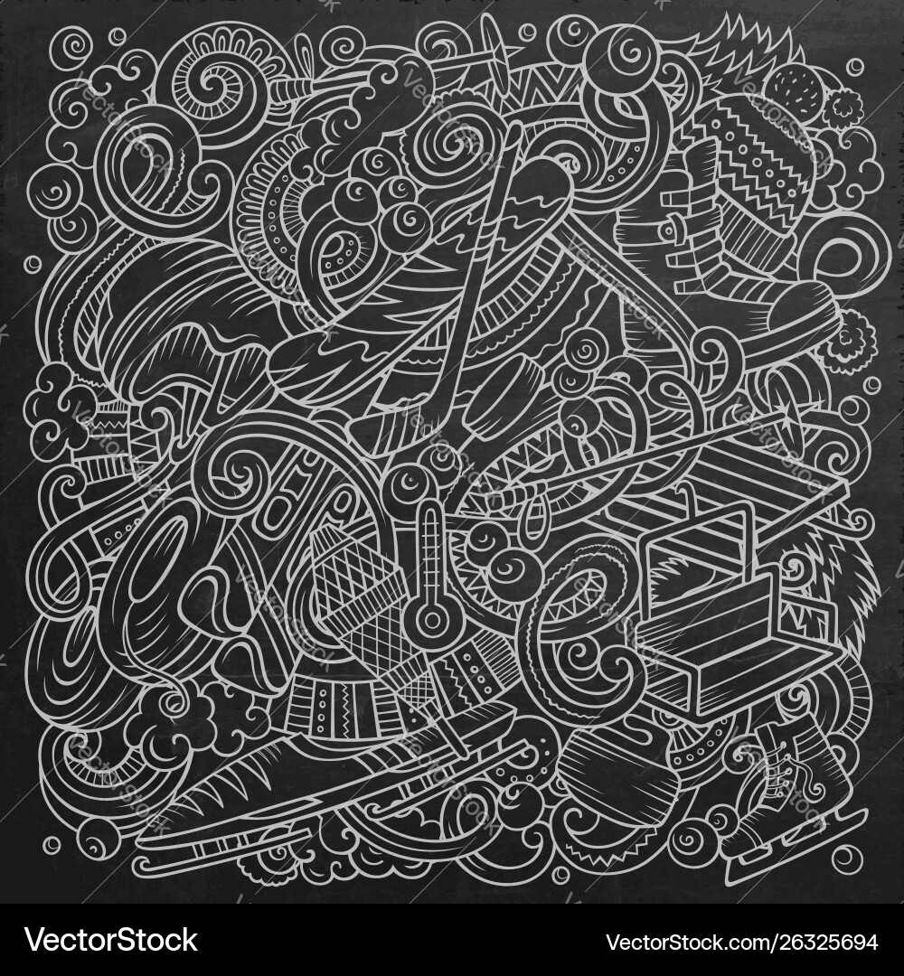 Wintersporthand gezogen Doodles Wintersporthand gezogen Doodles vektorbild