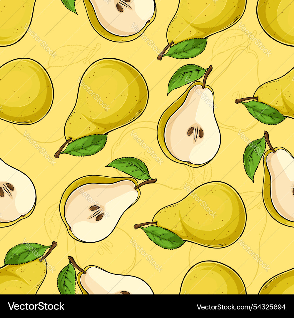 Yellow Pear Pattern Vector Image