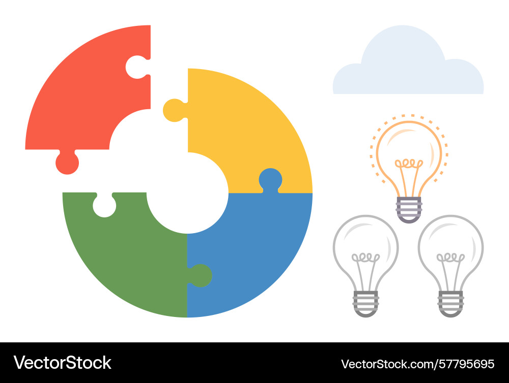 Circular puzzle with colored segments next Circular puzzle with colored segments next Vector Image