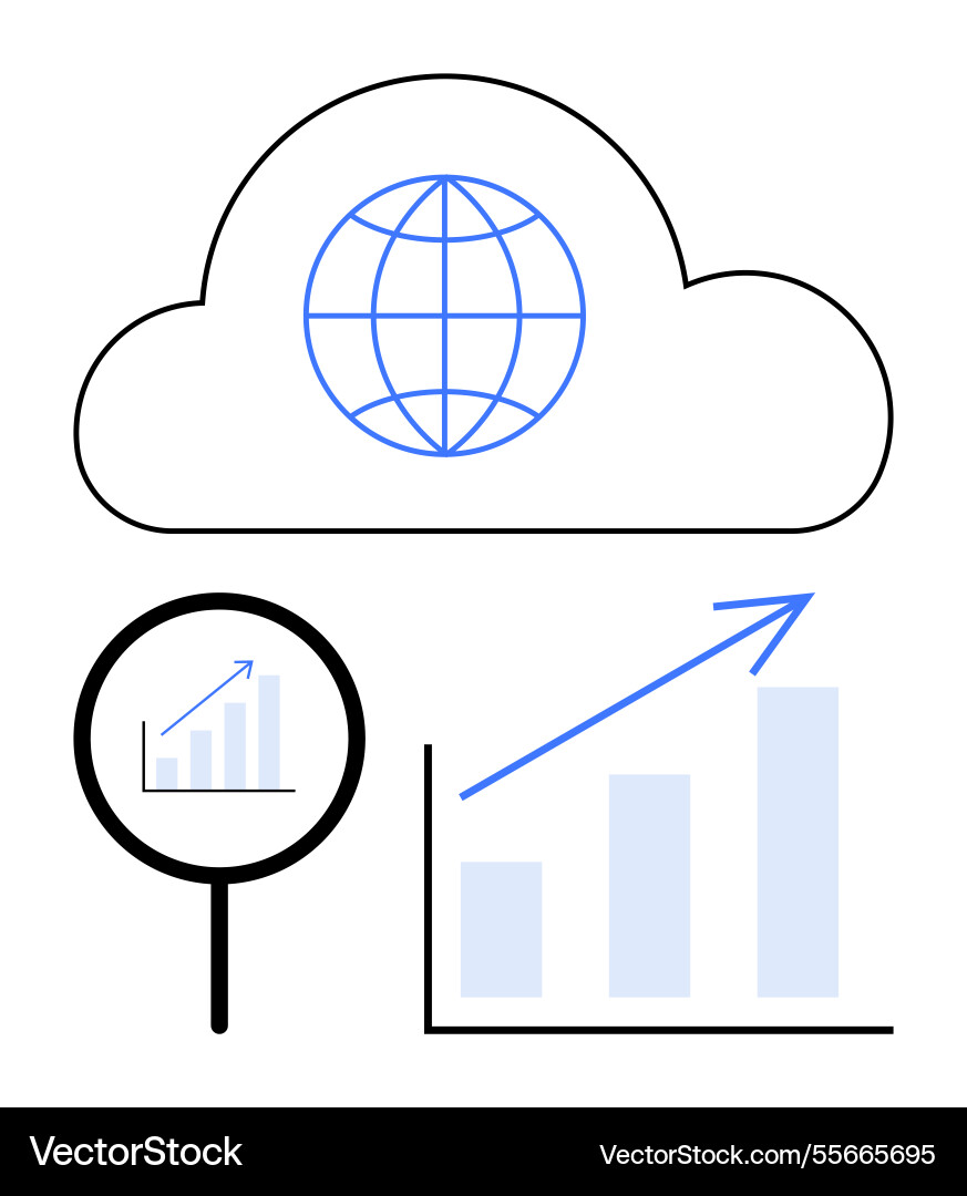 Cloud-based analytics with global insights Cloud-based analytics with global insights vector image