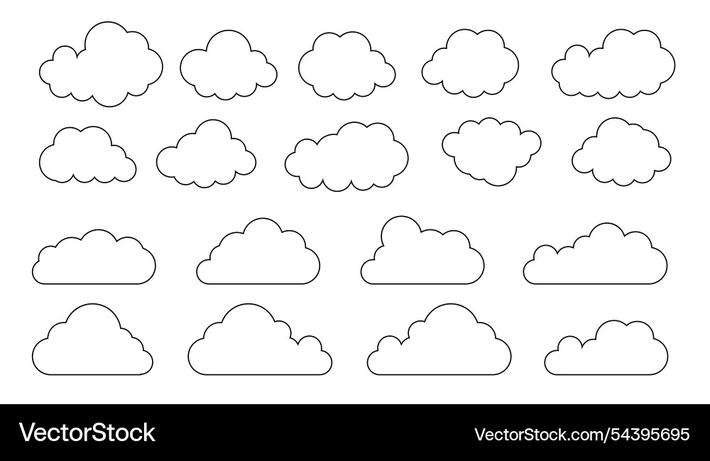 Clouds line art icon databases networking vector image