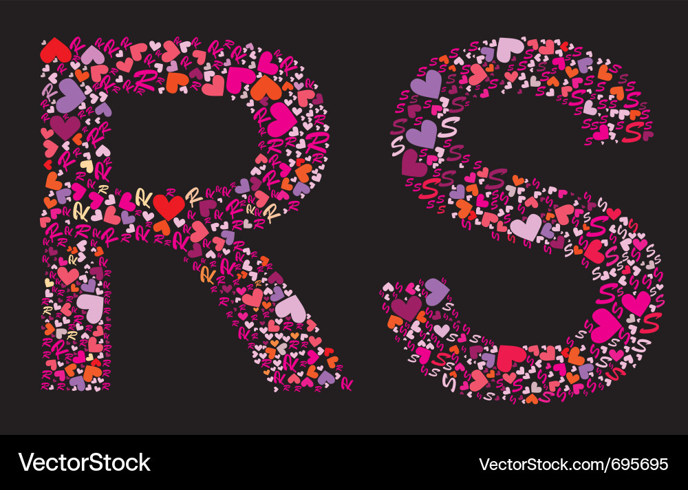 Letter r s valentine alphabet Vector Image