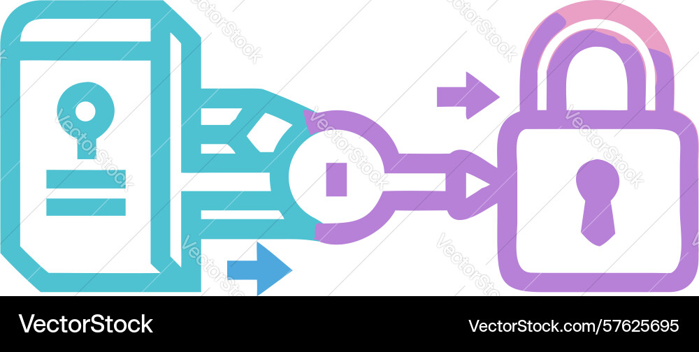 Mobile security with device and padlock key icon vector image