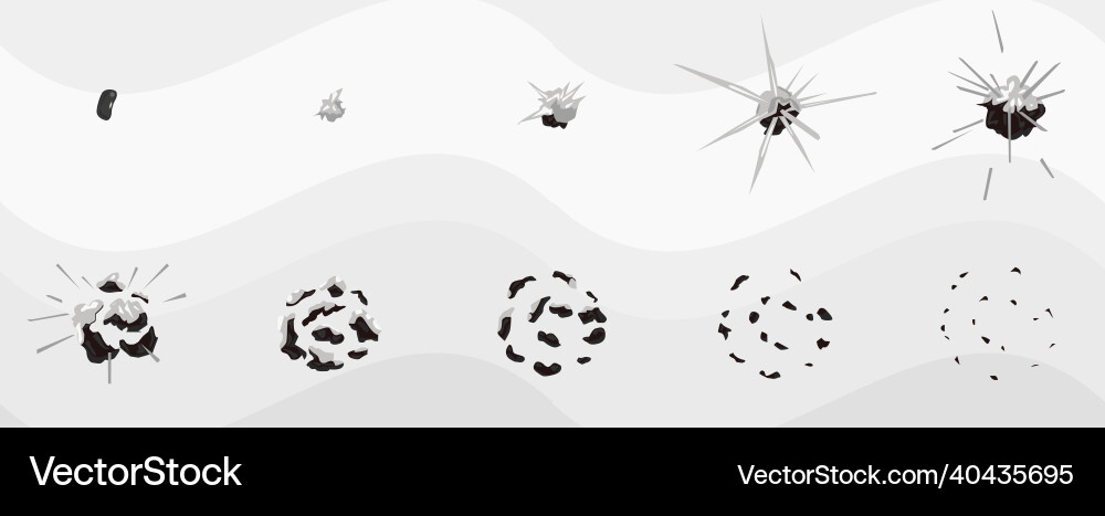 Sprites of a black bean exploding Vector Image