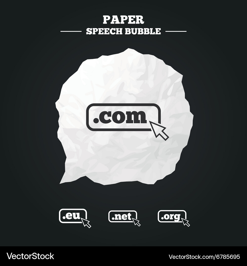Top-level domains signs com eu net and org Vector Image