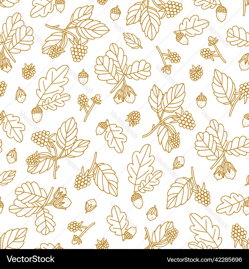 Acorns forest nuts and raspberry seamless pattern Acorns forest nuts and raspberry seamless pattern vector image