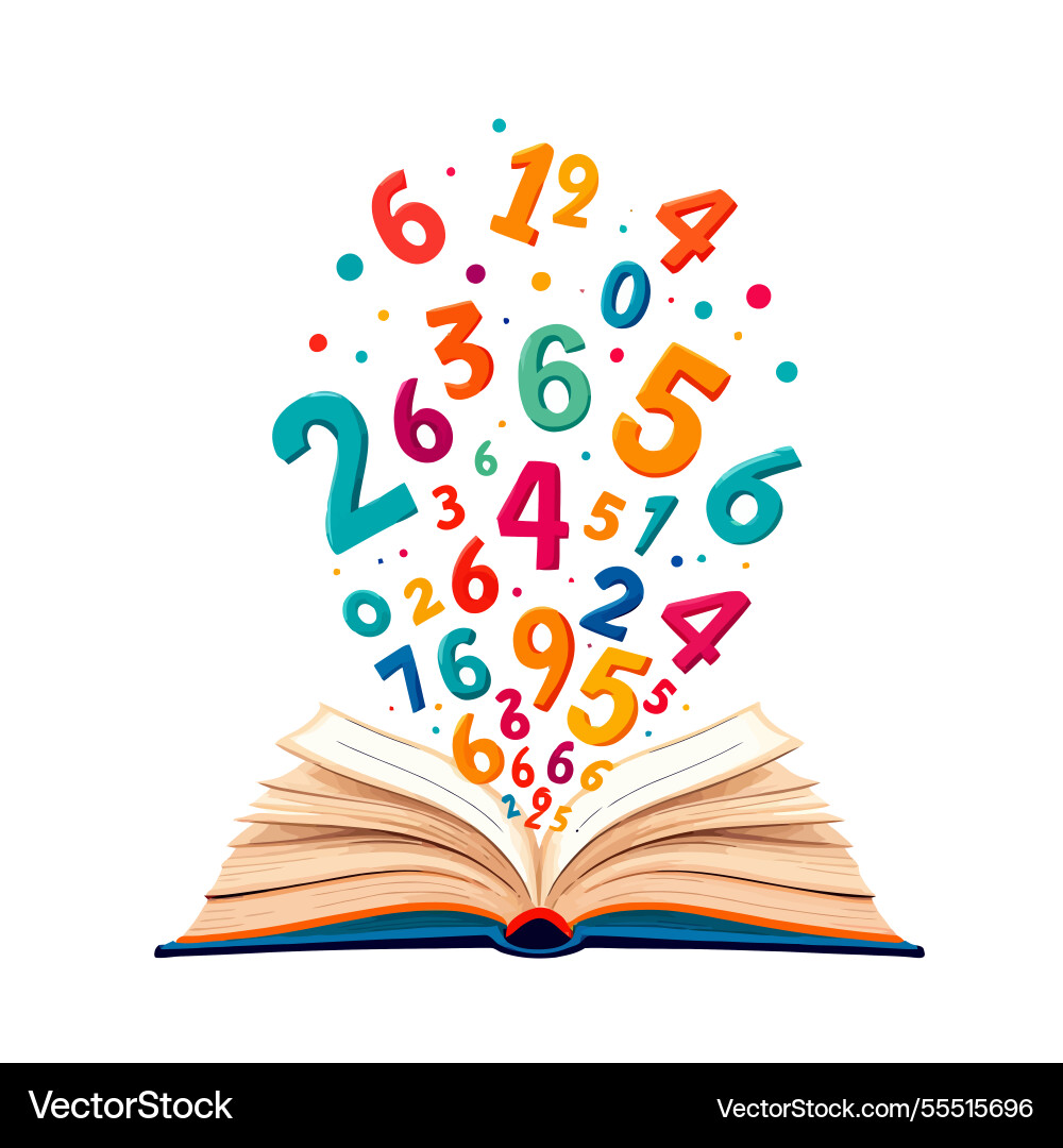 Ai-generated open book with colorful numbers Ai-generated open book with colorful numbers Vector Image