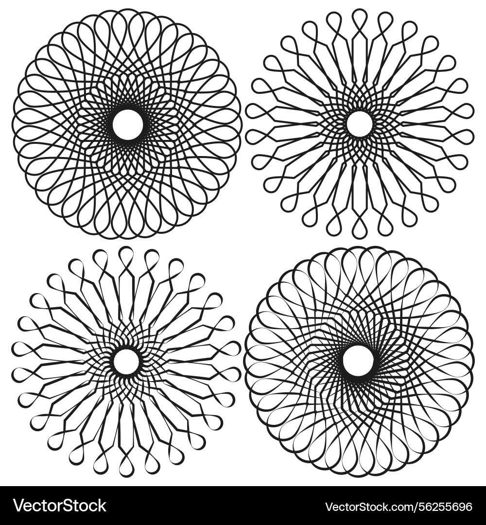 Circular radial patterns line design black Circular radial patterns line design black vector image