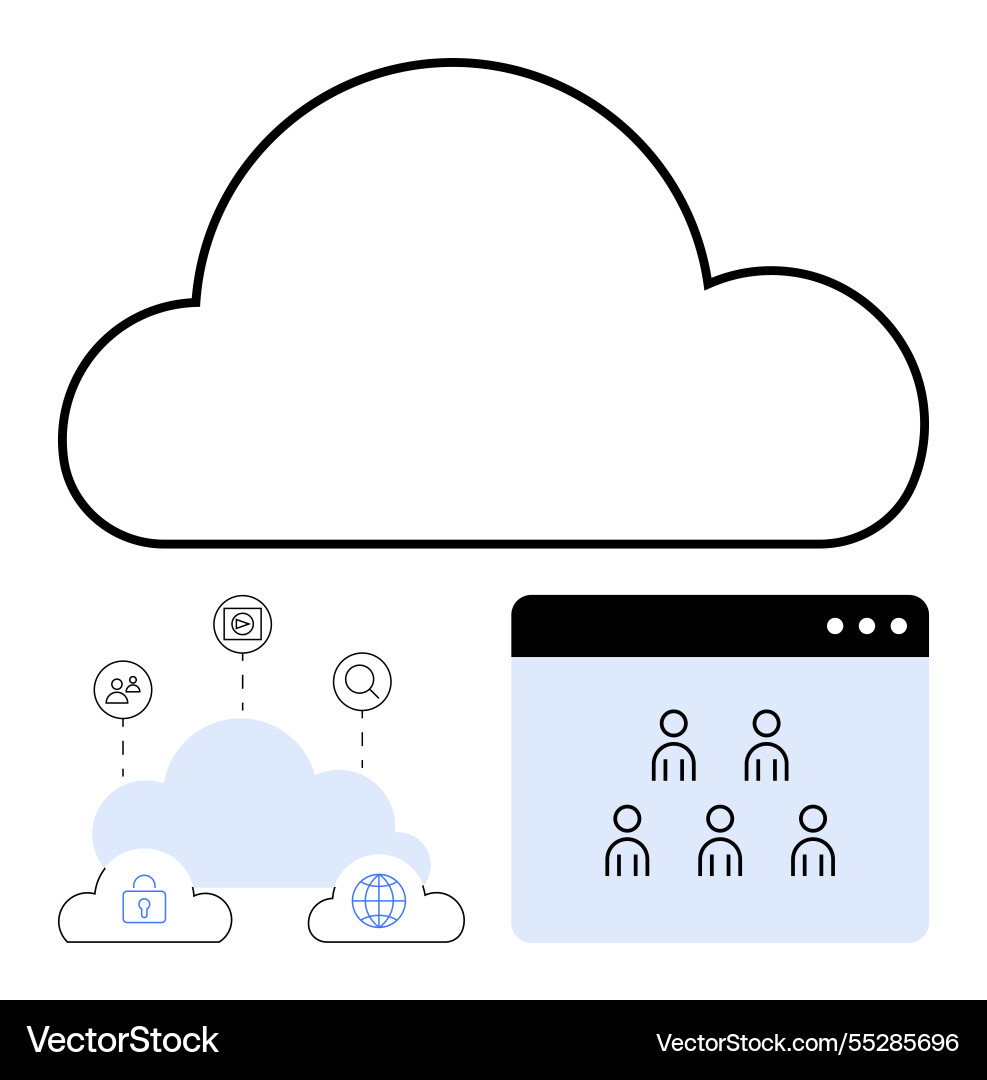 Cloud computing and team collaboration concept Cloud computing and team collaboration concept vector image