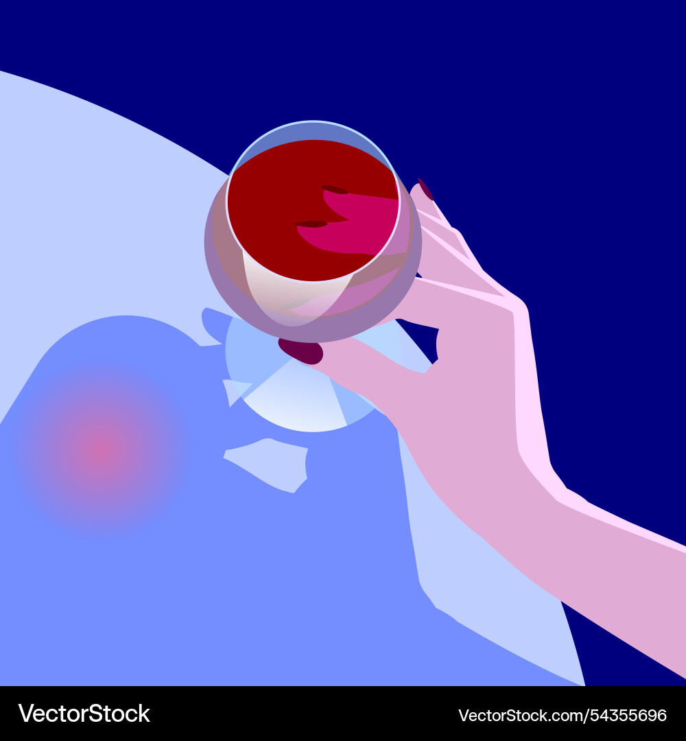 Female hand holding a transparent wine glass Female hand holding a transparent wine glass vector image