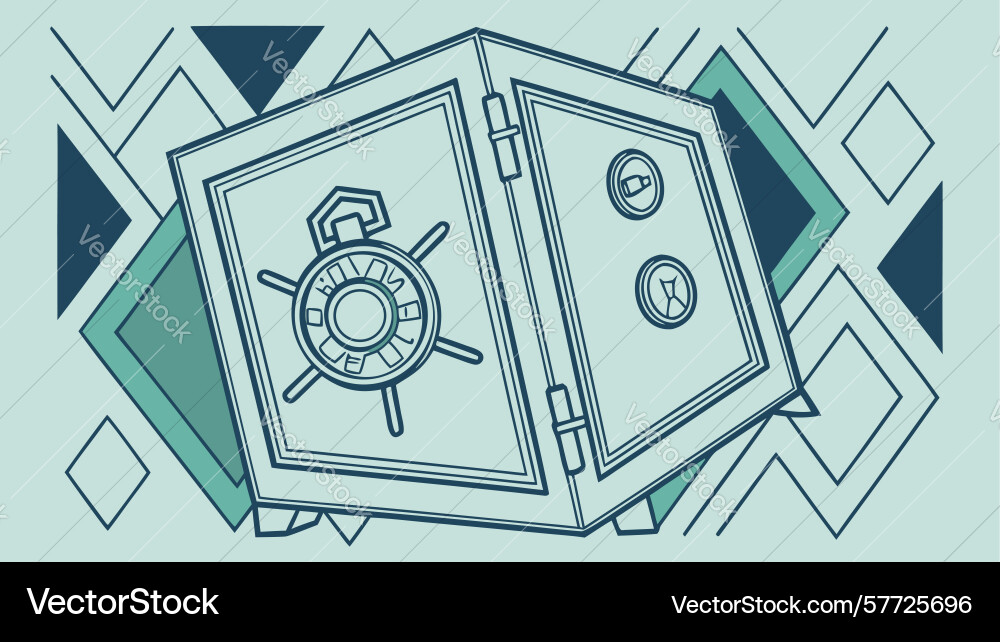 Geometric safe box with combination dial security vector image