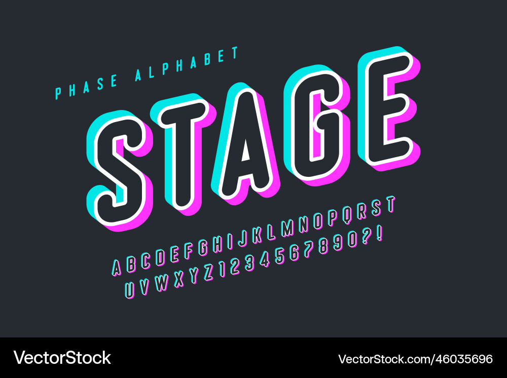 Glitched display alphabet design typeface Glitched display alphabet design typeface Vector Image