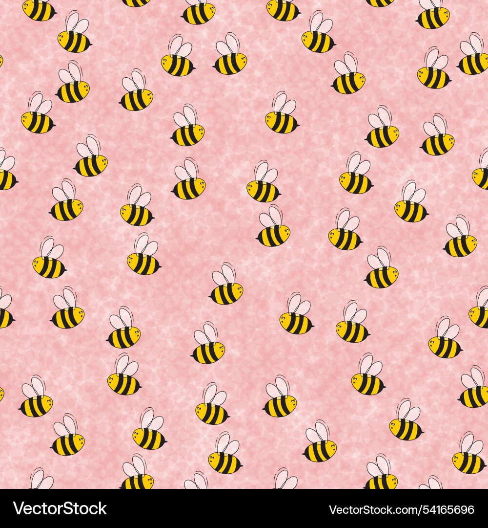 Seamless pattern with bees on color polka dots Vector Image