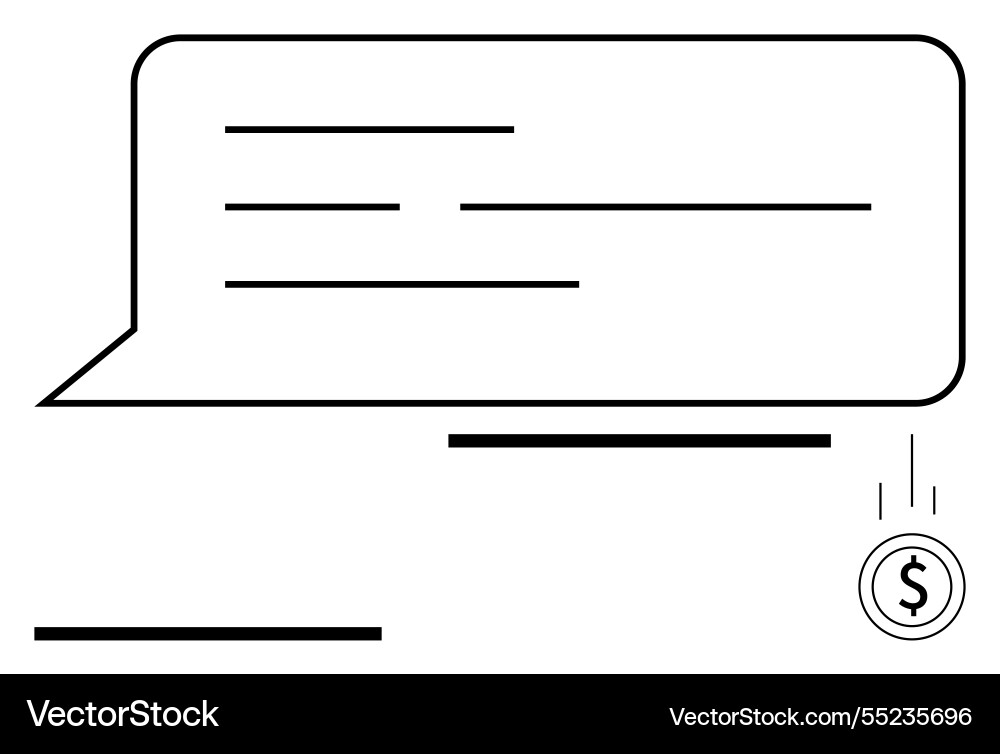 Speech bubble with text lines and coin icon Speech bubble with text lines and coin icon vector image