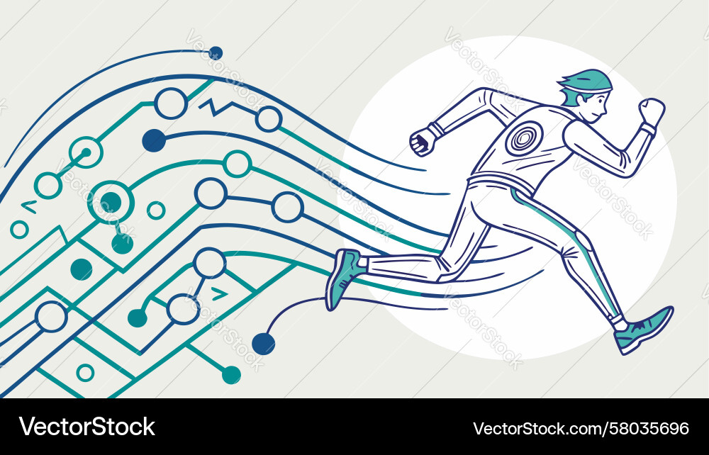 Tech Runner - Dynamic Flow Vector Image