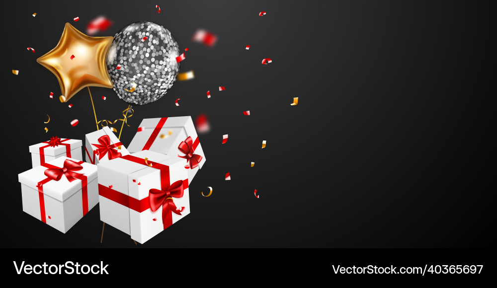 Background with gift boxes and balloons Background with gift boxes and balloons vector image