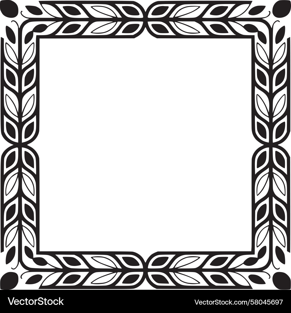 Botanical Frame with Leaf Pattern Vector Image