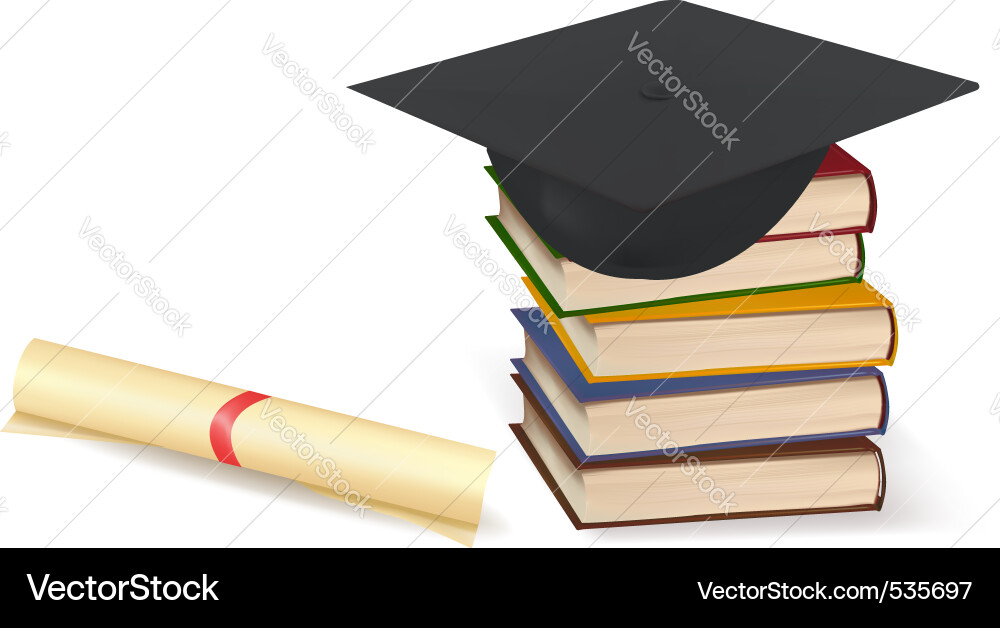 Graduation Diploma and Books Vector Image