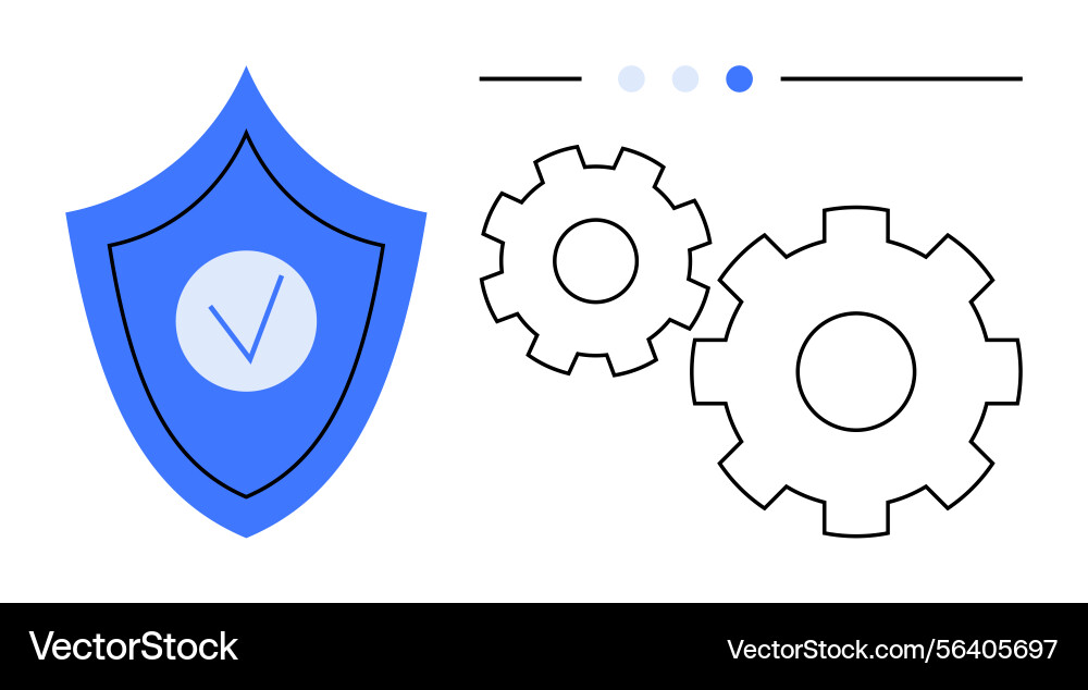 Shield with checkmark and gears symbolizing system Vector Image