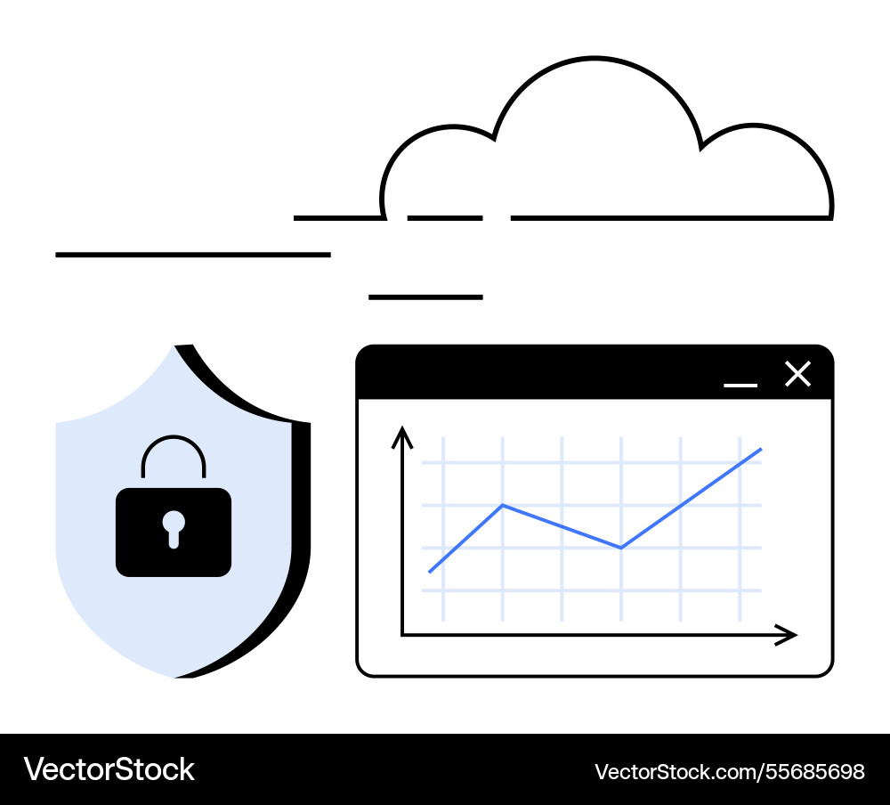 Cloud storage security and data analysis Cloud storage security and data analysis vector image