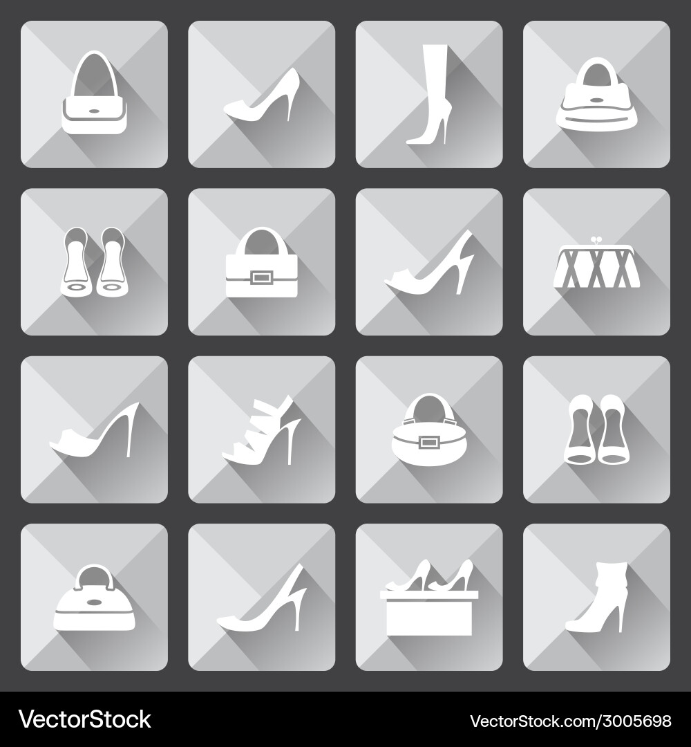 Set of flat icons for mobile app and web with long vector image