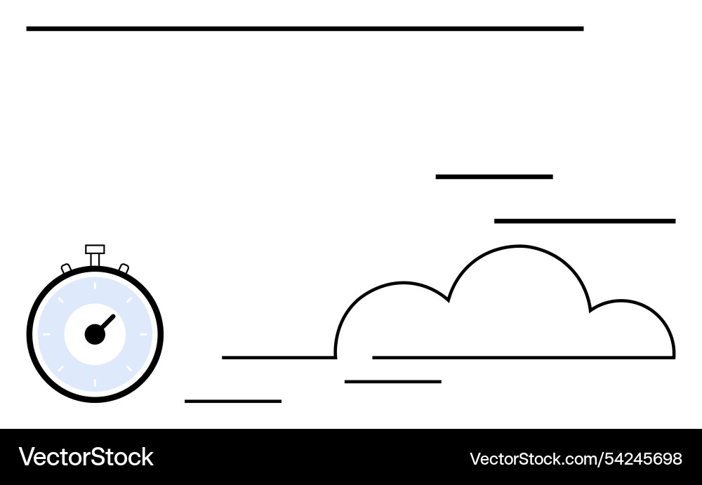 Stopwatch with cloud and lines representing speed Stopwatch with cloud and lines representing speed vector image