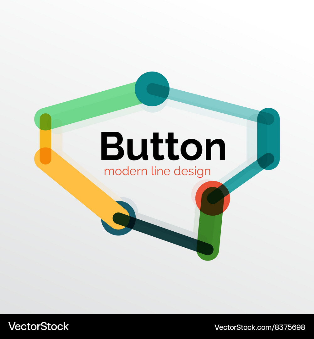 Thin line design geometric button flat Vector Image