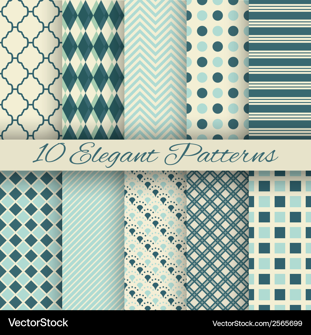 10 Elegant Seamless Patterns vector image