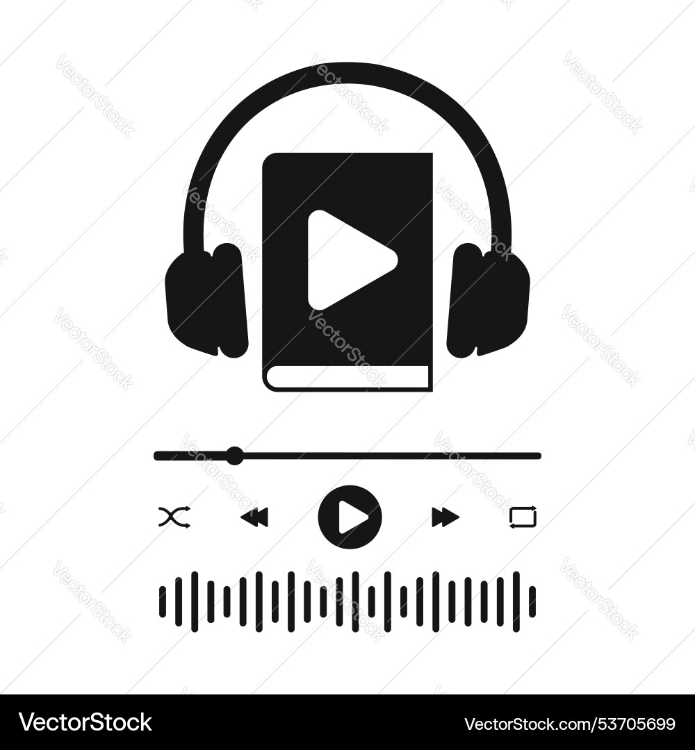 Audiobook application interface with audio book Audiobook application interface with audio book Vector Image