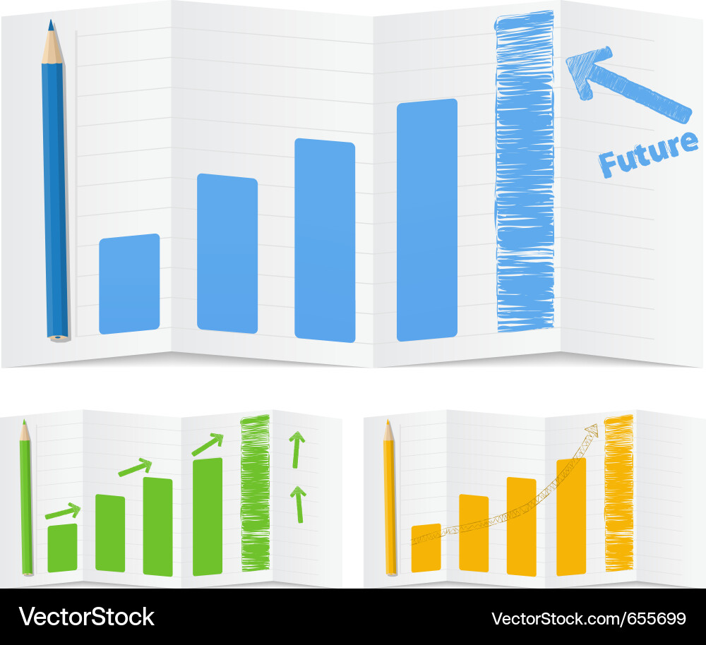 Bar Graph with Paper and Arrows vector image