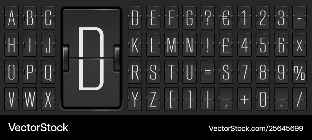 Black scoreboard abc font with numbers for showing vector image