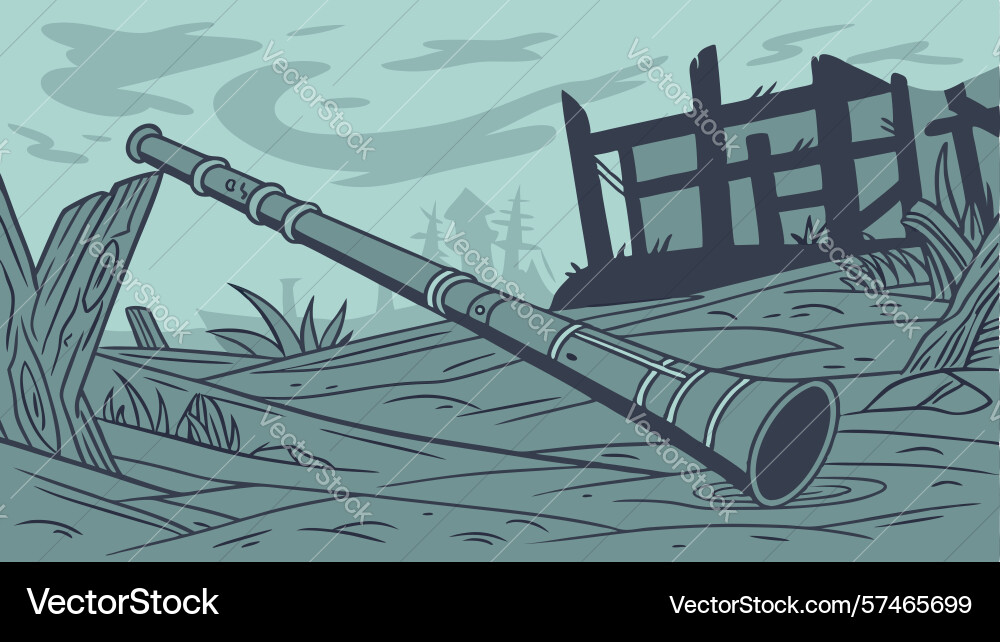 Didgeridoo with broken structures abandoned scene vector image