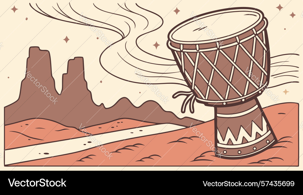 Djembe drum on winding path design generative ai Vector Image