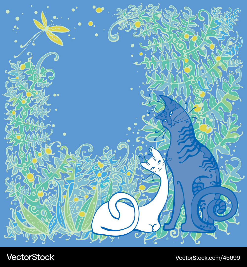Elegant Whiskers Floral Pattern Vector Image