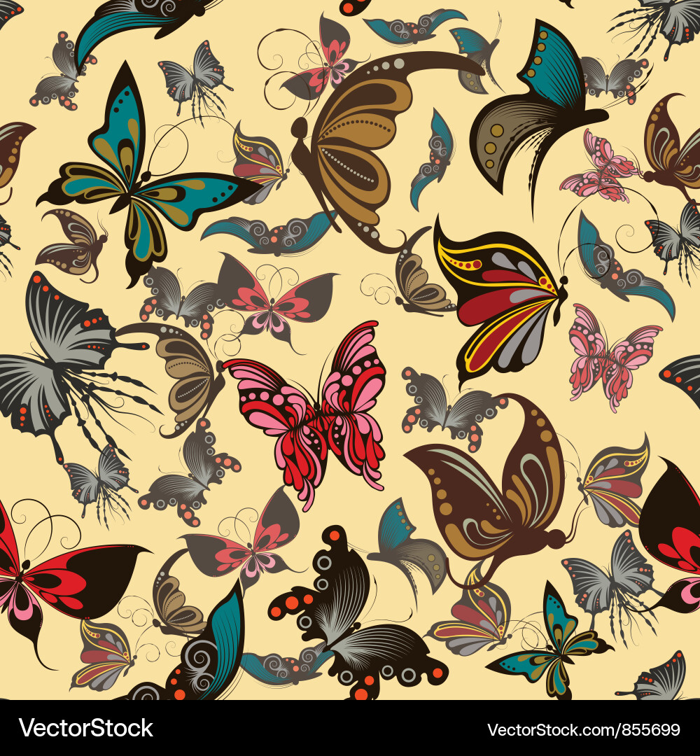 Retro Butterfly Pattern Vector Image