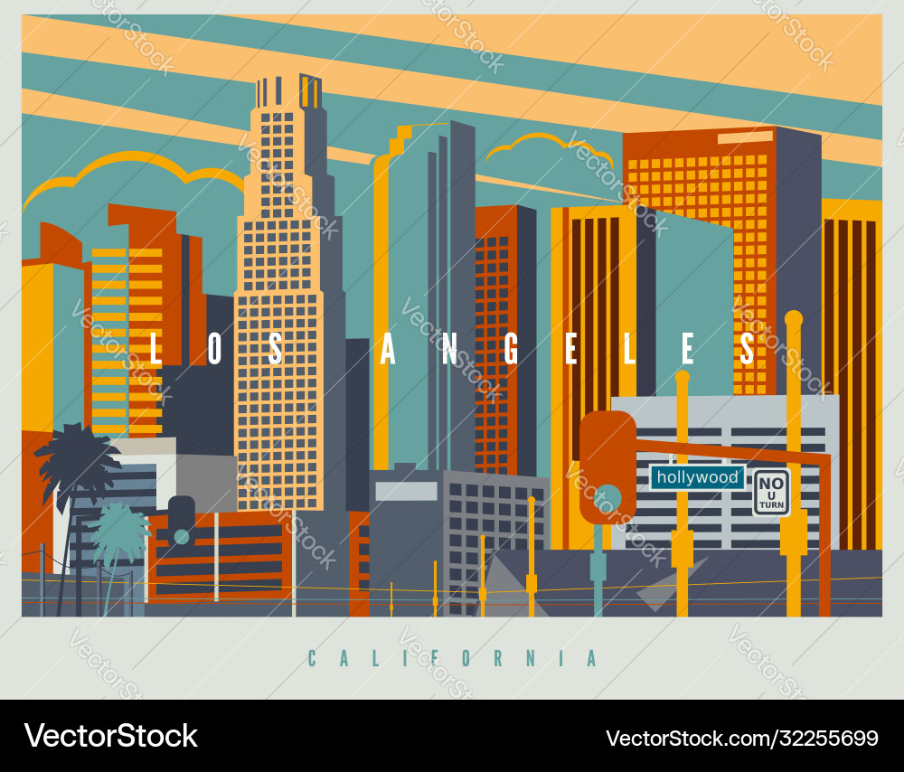 Retro Downtown Los Angeles Vector Image
