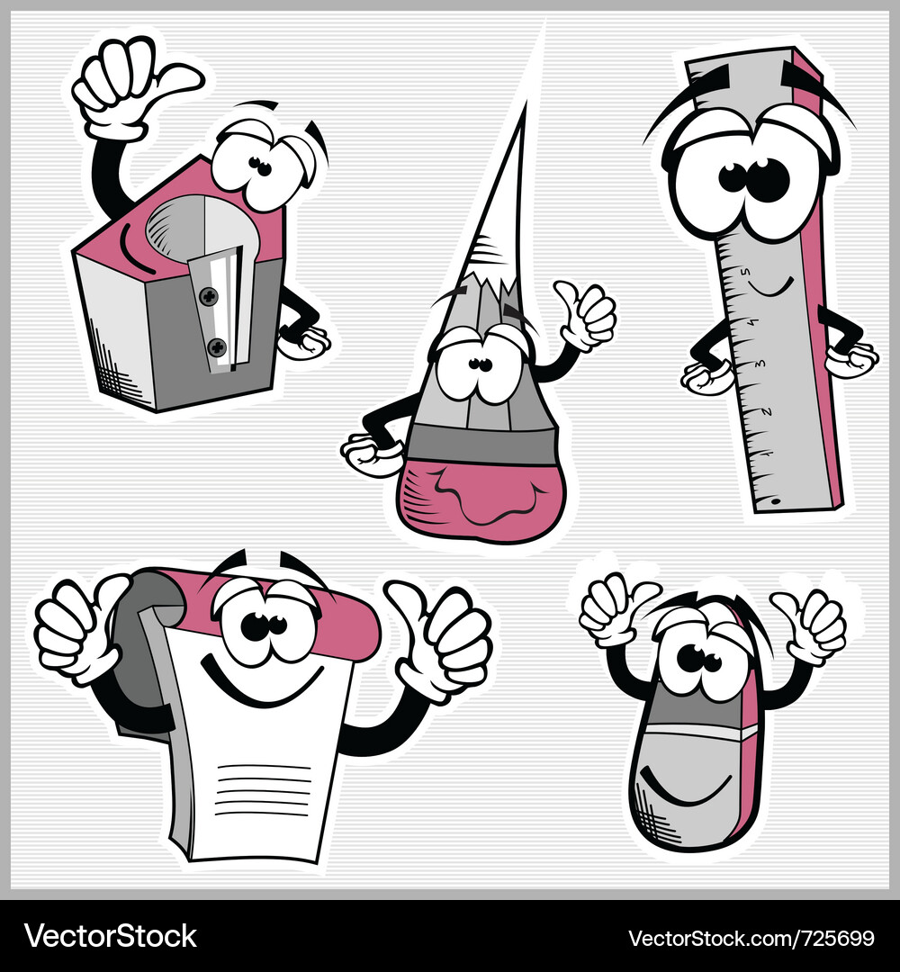 Set of five colorful school objects Vector Image