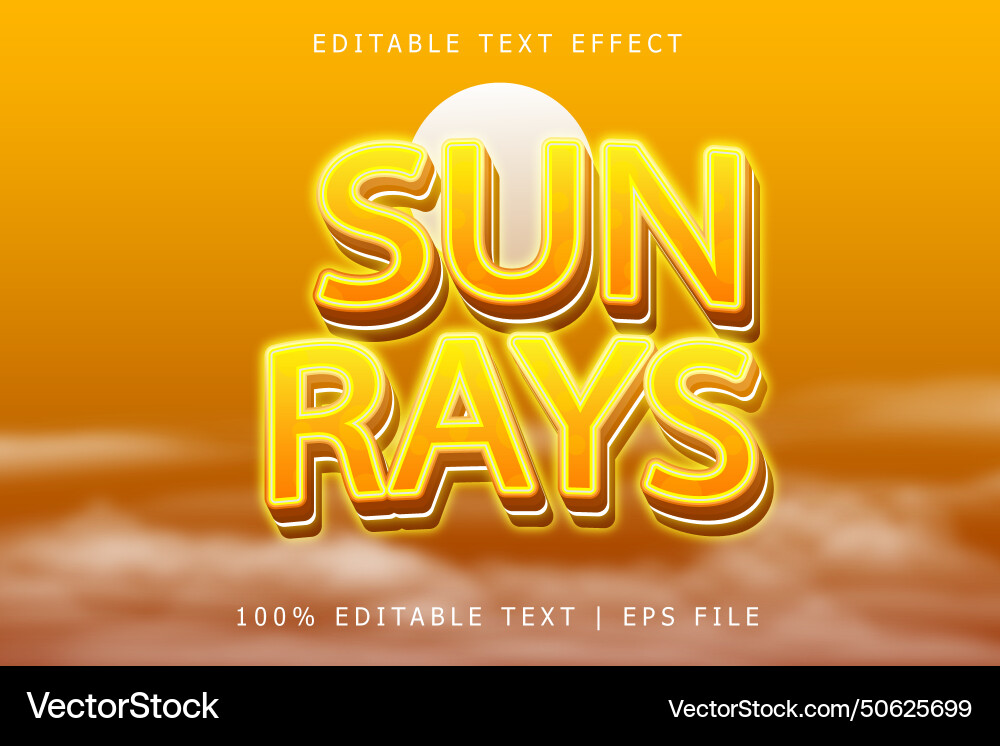 Sunrays editable text effect 3 dimension emboss Sunrays editable text effect 3 dimension emboss vector image