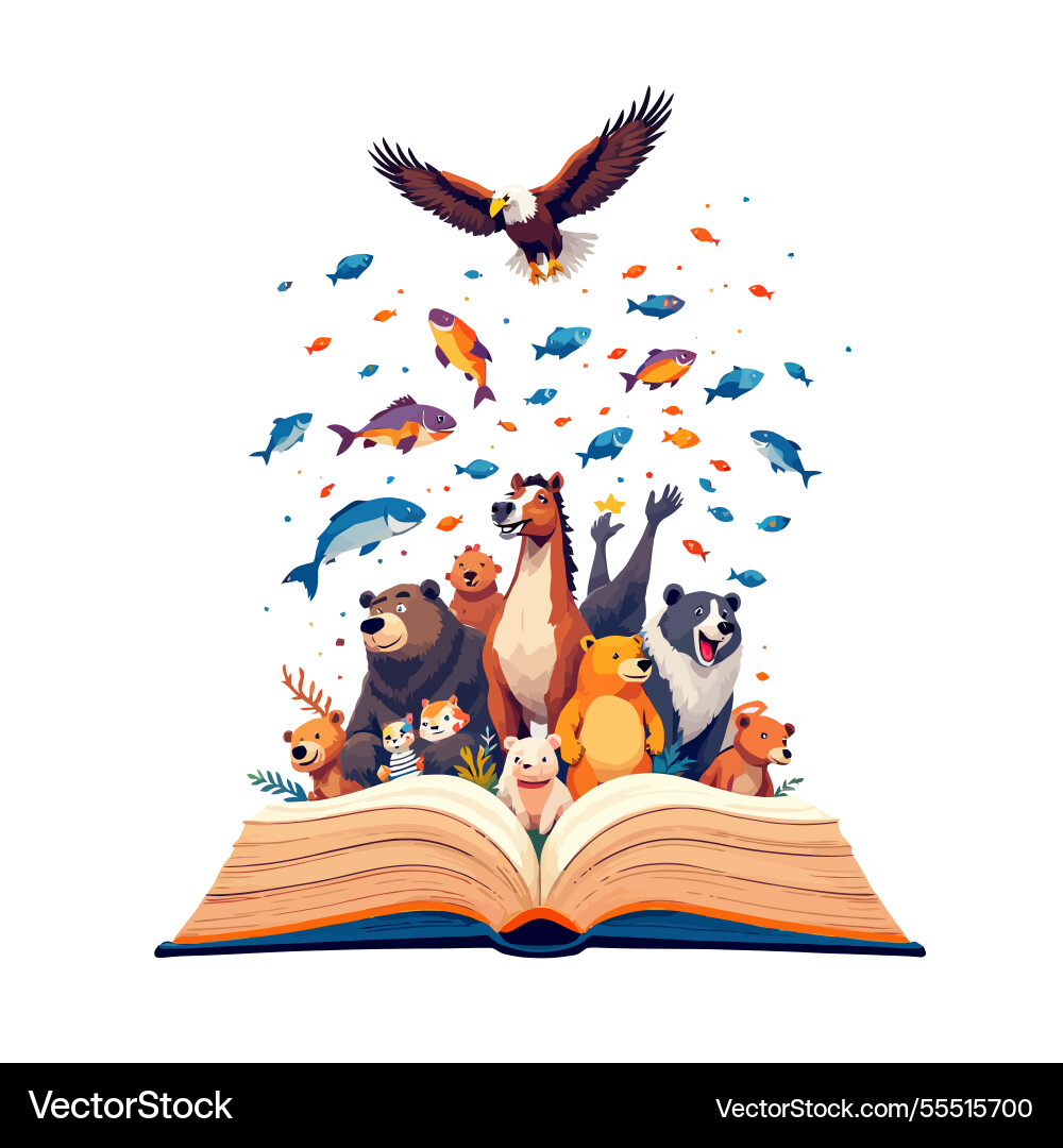 Ai-generated open book unleashing a world of Vector Image