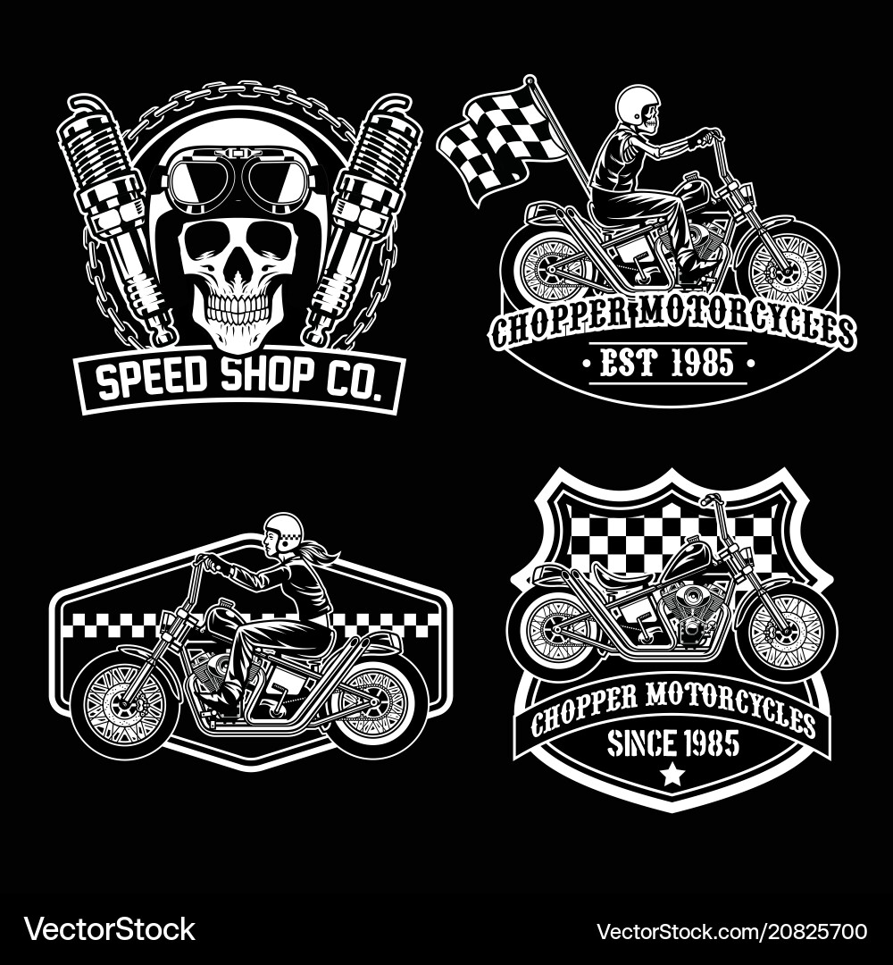 Chopper Motorcycle Badge Set Vector Image