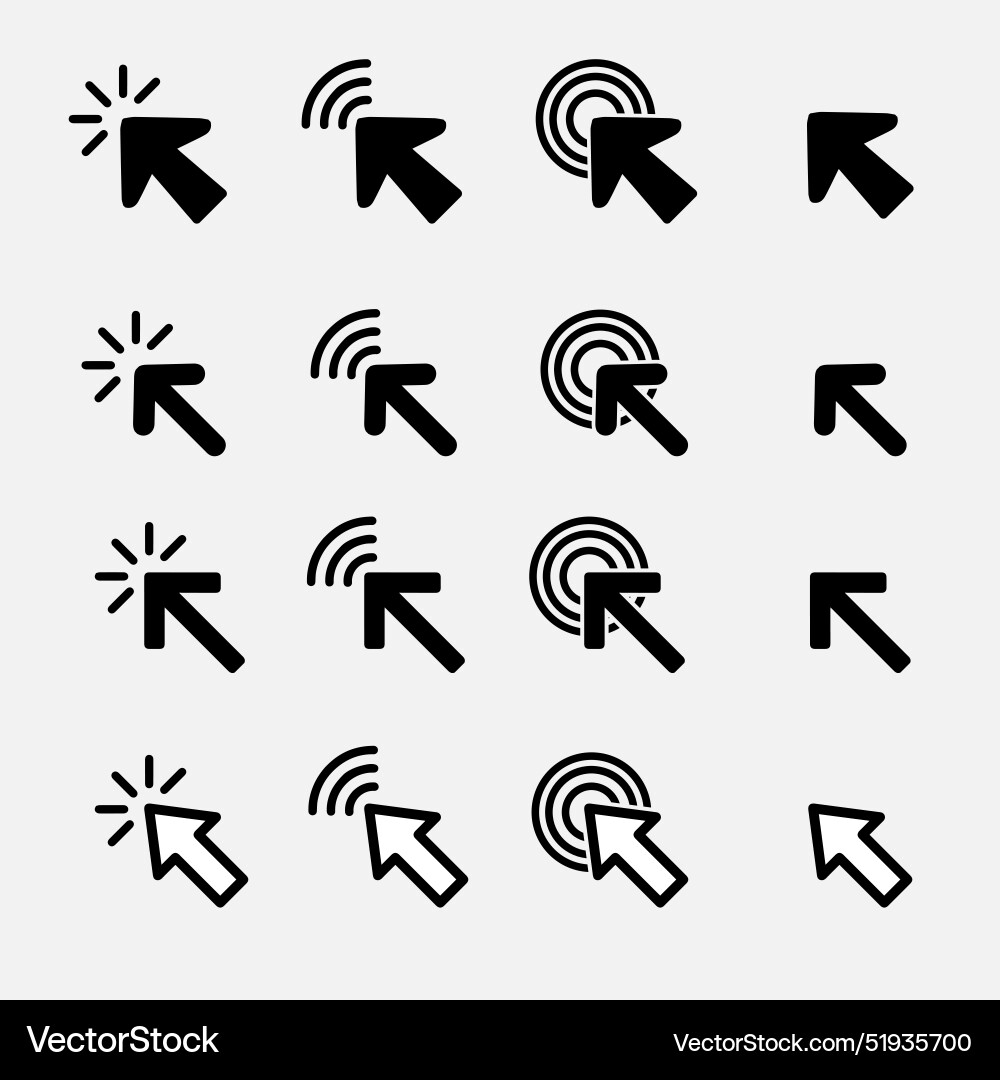 Click icon set pointer arrow cursor Click icon set pointer arrow cursor vector image