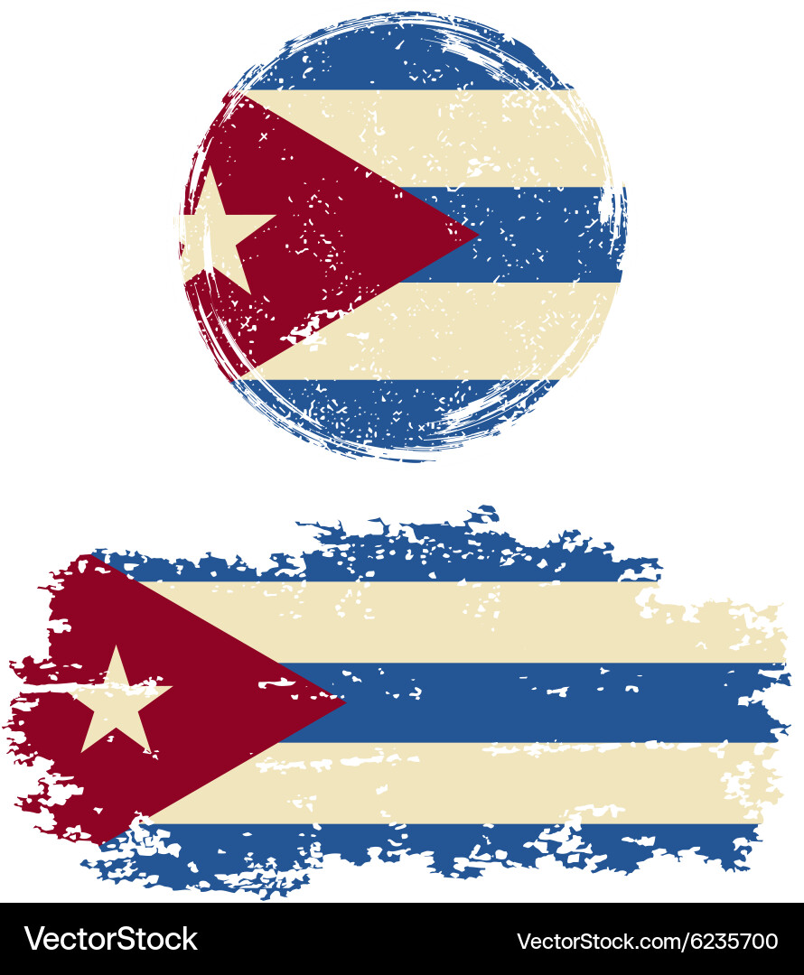 Cuban round and square grunge flags vector image