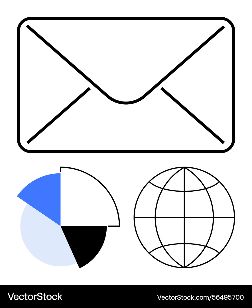 Email communication with data analytics and global Email communication with data analytics and global vector image